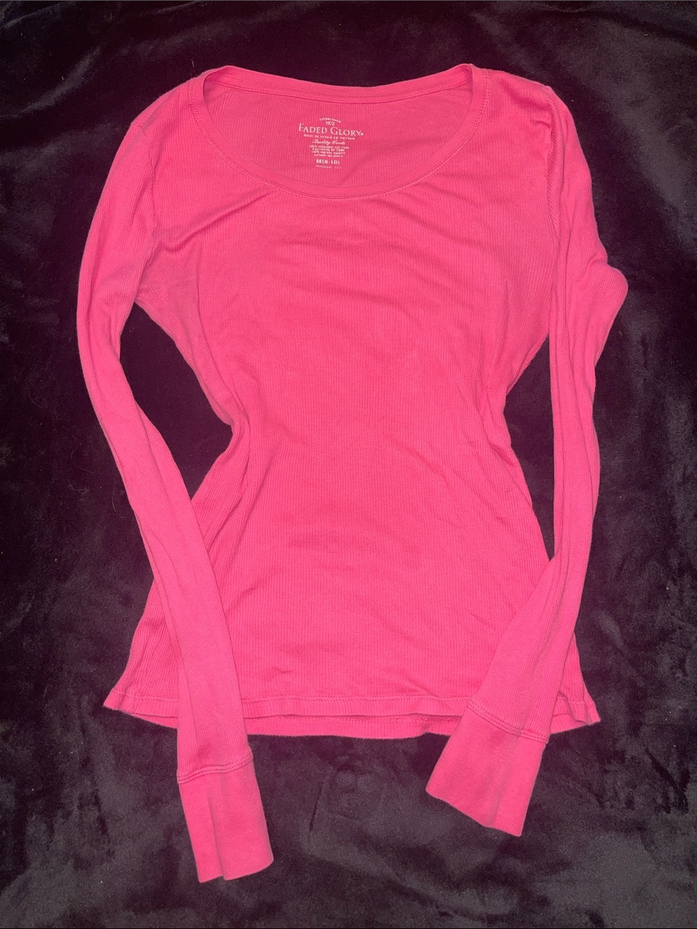 Faded Glory Long-Sleeve Scoop Neck Top - Bright Pink